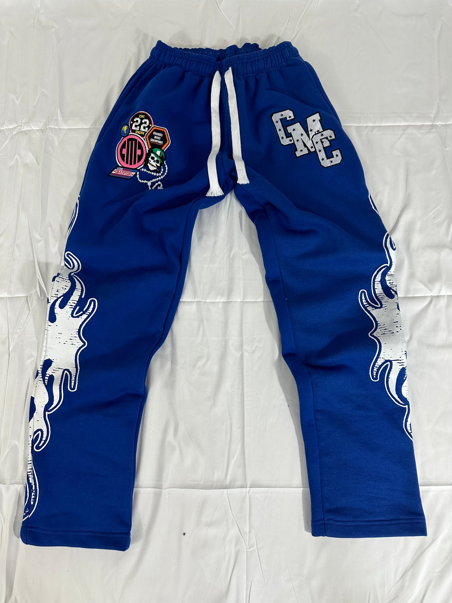 Blue & White Patchwork Pants