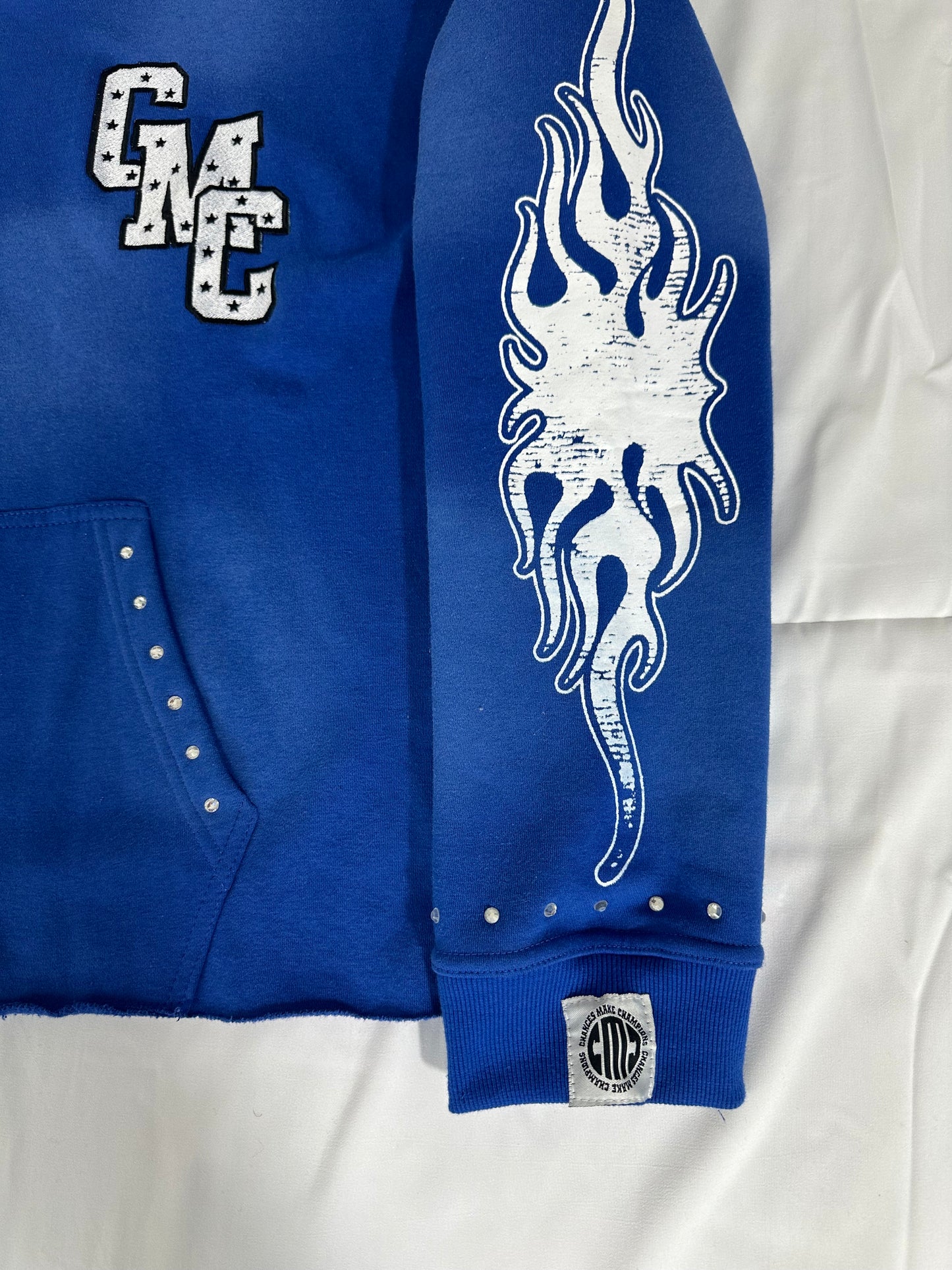 Blue & White Patchwork Hoodie