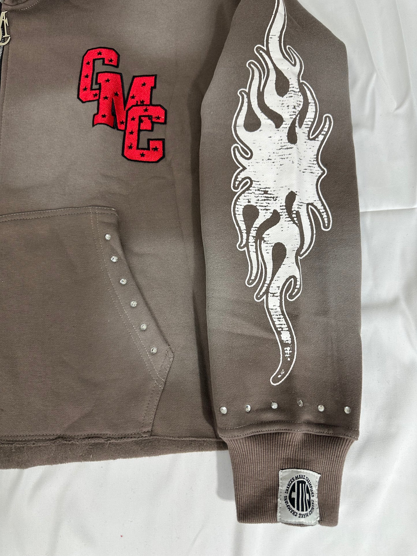 Dark Gray & Red Patchwork Hoodie