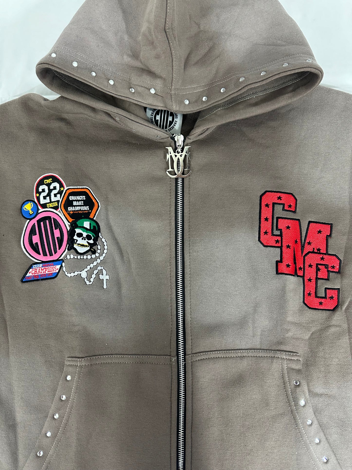 Dark Gray & Red Patchwork Hoodie