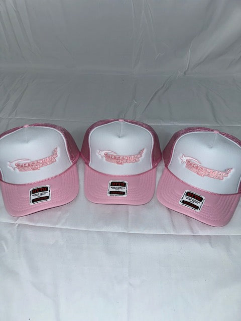 Light Pink & White Star Logo Trucker