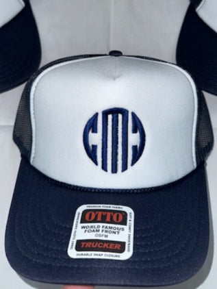 Navy Blue & White CMC Trucker