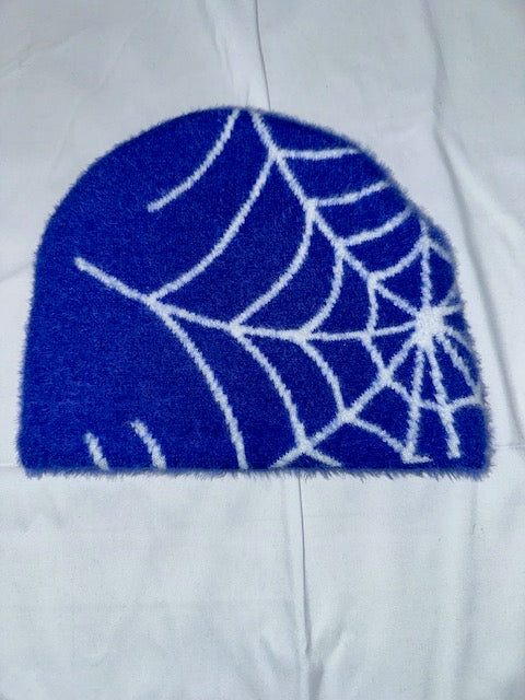 Blue & White Mohair Beanie
