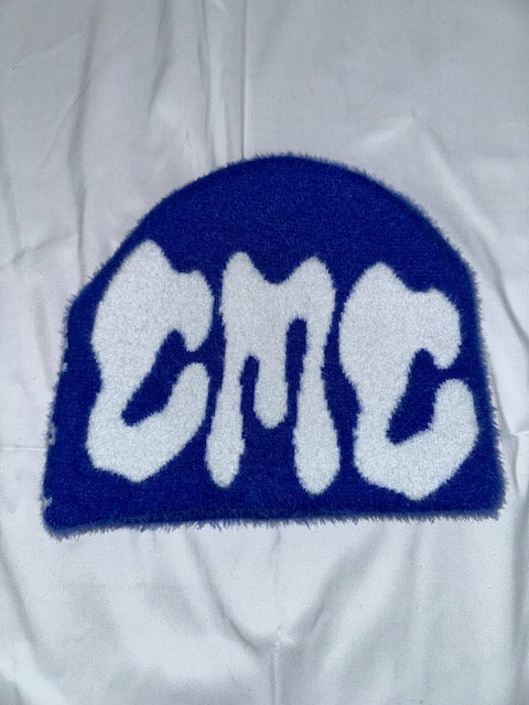 Blue & White Mohair Beanie