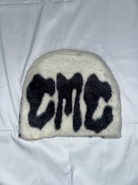 Cream & Black Mohair Beanie
