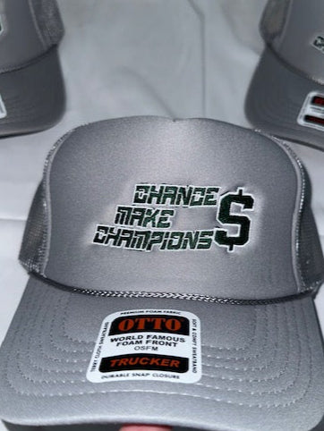 Gray & Dark Green Money Logo Trucker