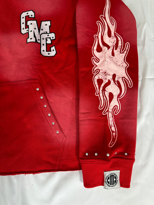 Red & White Patchwork Hoodie